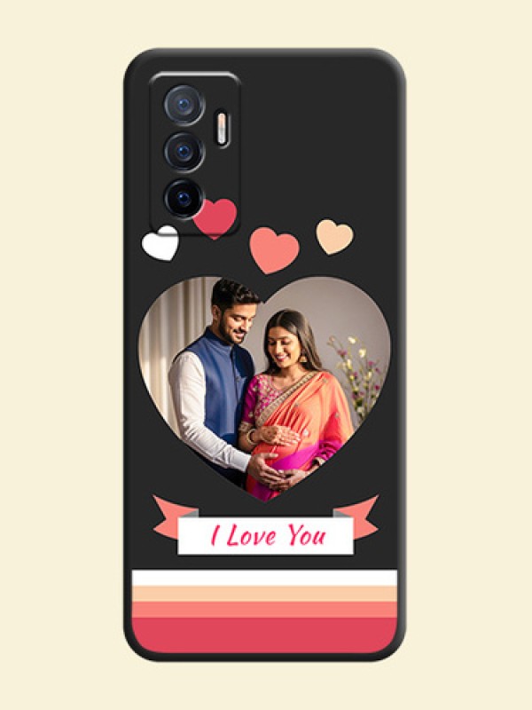 Love Shaped Photo with Colorful Stripes on Personalised Space Black Soft Matte Cases - Vivo Y75 4G