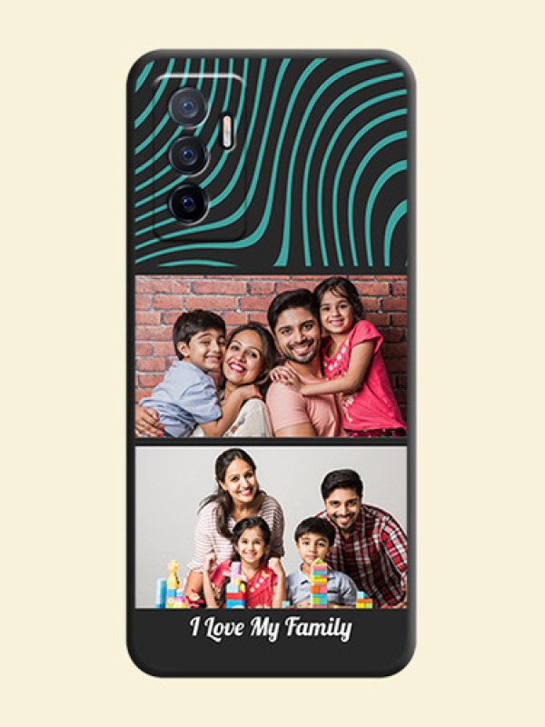 Wave Pattern with 2 Image Holder on Space Black Personalized Soft Matte Phone Covers - Vivo Y75 4G