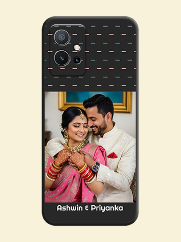 Line Pattern Design with Text on Space Black Custom Soft Matte Phone Back Cover - Vivo Y75 5G