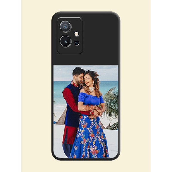 Image Upload With Space Black Color On Custom Soft Matte Mobile Back Cover - Vivo Y75 5G