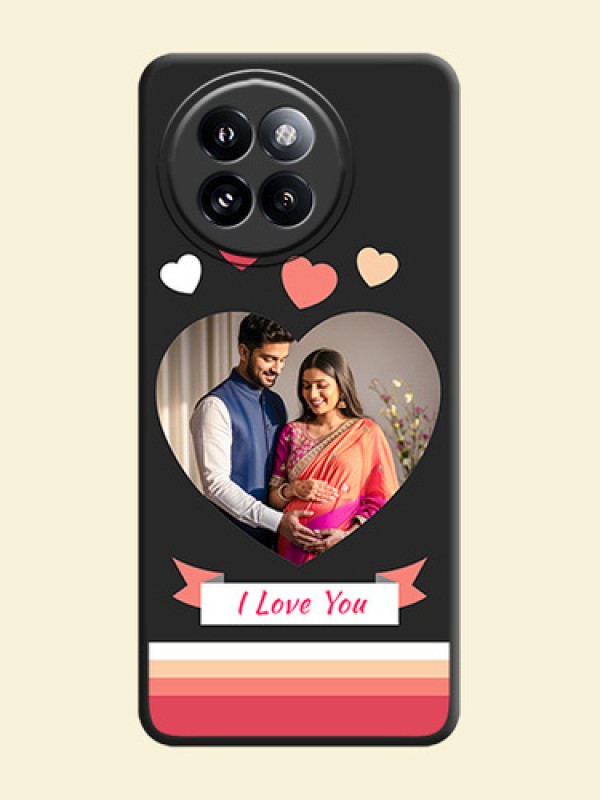 Love Shaped Photo with Colorful Stripes On Space Black Custom Soft Matte Mobile Back Cover - Xiaomi 14 Civi