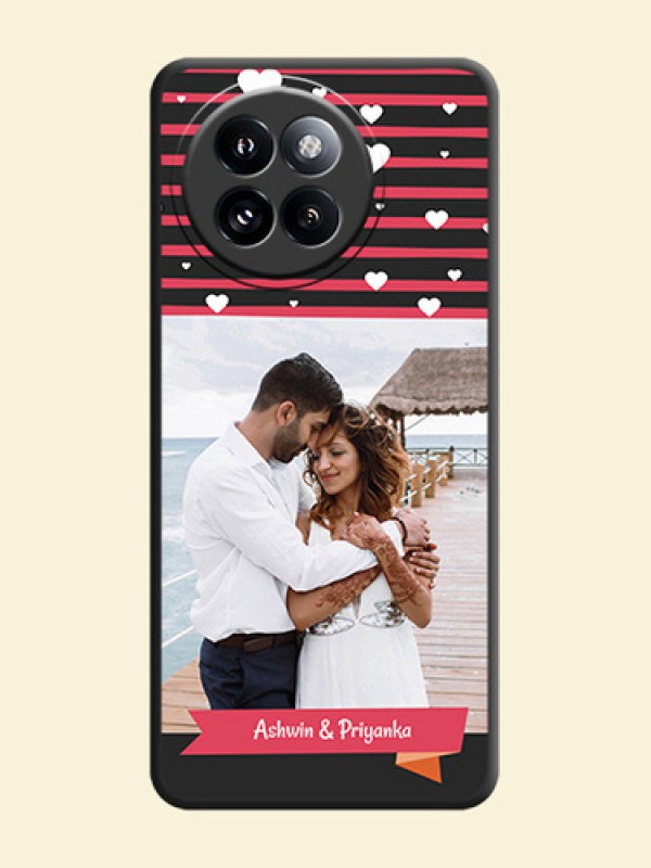 White Color Love Symbols with Pink Lines Pattern On Space Black Custom Soft Matte Mobile Back Cover - Xiaomi 14 Civi