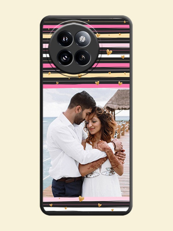 Multicolor Lines and Golden Love Symbols Design on Photo On Space Black Custom Soft Matte Mobile Back Cover - Xiaomi 14 Civi