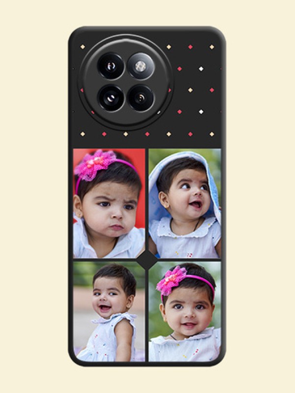 Multicolor Dotted Pattern with 4 Image Holder On Space Black Custom Soft Matte Mobile Back Cover - Xiaomi 14 Civi