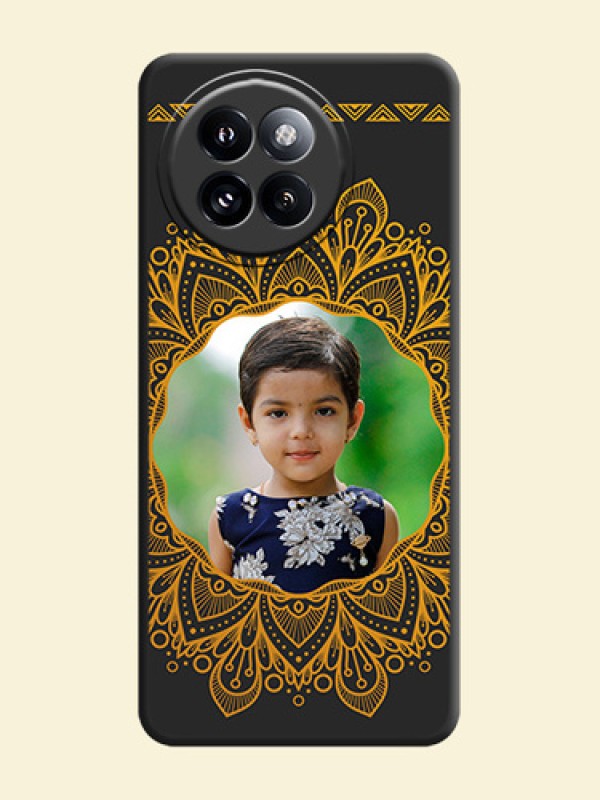 Round Image with Floral Design On Space Black Custom Soft Matte Mobile Back Cover - Xiaomi 14 Civi