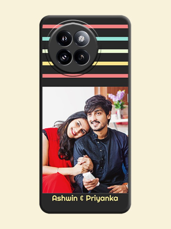 Color Stripes with Photo and Text on Photo On Space Black Custom Soft Matte Mobile Back Cover - Xiaomi 14 Civi