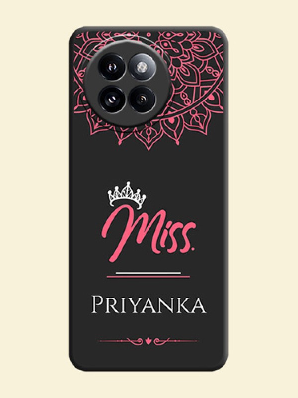 Mrs Name with Floral Design On Space Black Custom Soft Matte Mobile Back Cover - Xiaomi 14 Civi