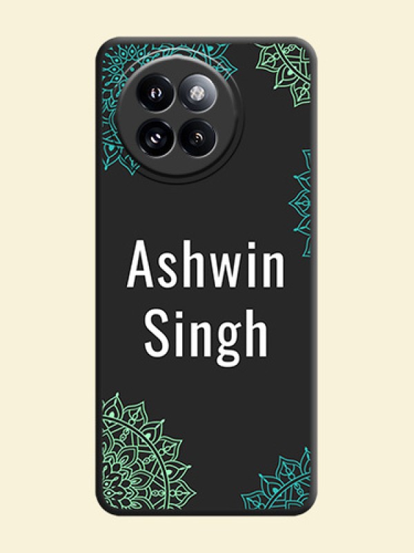 Your Name with Floral Design On Space Black Custom Soft Matte Mobile Back Cover - Xiaomi 14 Civi