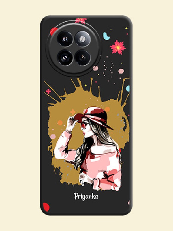 Mordern Lady With Color Splash Background With Custom Text On Space Black Custom Soft Matte Mobile Back Cover - Xiaomi 14 Civi