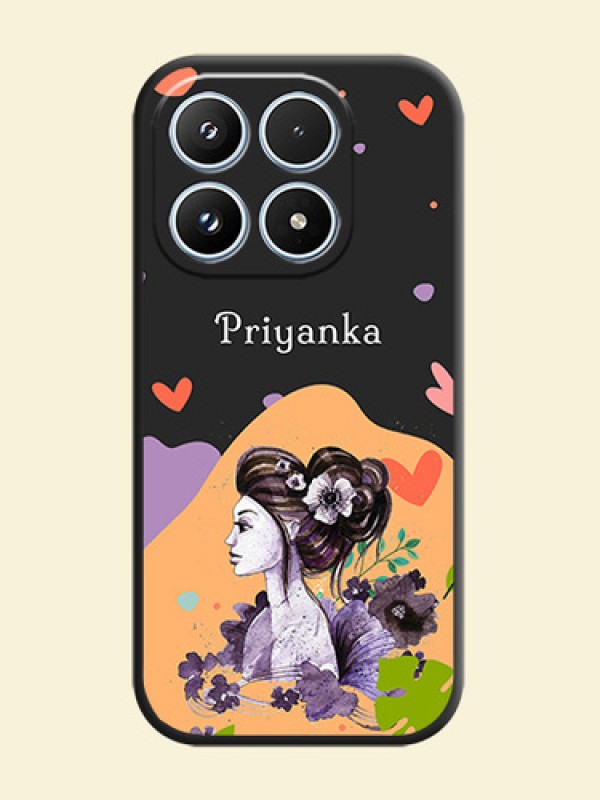 Namecase For Her With Fancy Lady Image On Space Black Custom Soft Matte Mobile Back Cover - Xiaomi 17 5G