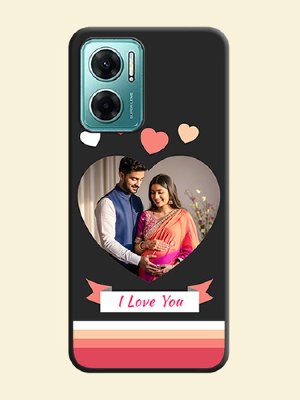 Love Shaped Photo with Colorful Stripes on Personalised Space Black Soft Matte Cases - Xiaomi Redmi 11 Prime 5G