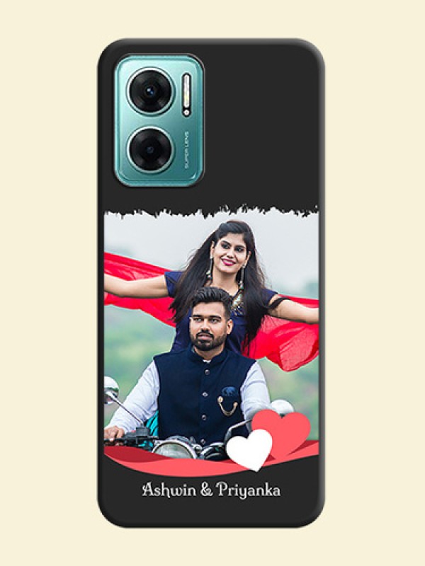 Pin Color Love Shaped Ribbon Design with Text on Space Black Custom Soft Matte Phone Back Cover - Xiaomi Redmi 11 Prime 5G