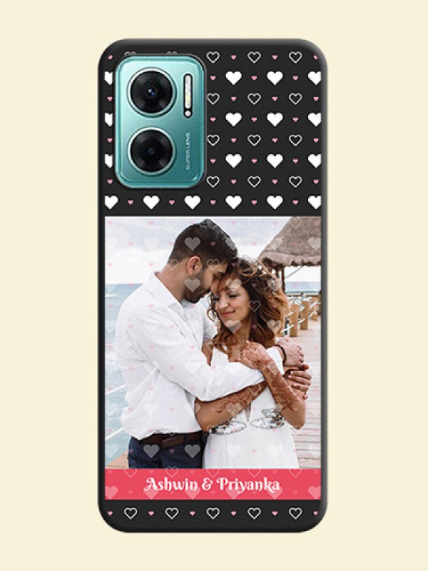 White Color Love Symbols with Text Design on Photo on Space Black Soft Matte Phone Cover - Xiaomi Redmi 11 Prime 5G
