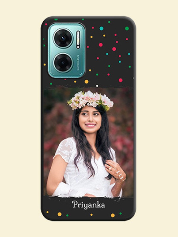 Multicolor Dotted Pattern with Text on Space Black Custom Soft Matte Phone Back Cover - Xiaomi Redmi 11 Prime 5G