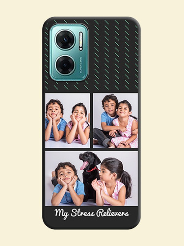 Cross Dotted Pattern with 2 Image Holder  on Personalised Space Black Soft Matte Cases - Xiaomi Redmi 11 Prime 5G