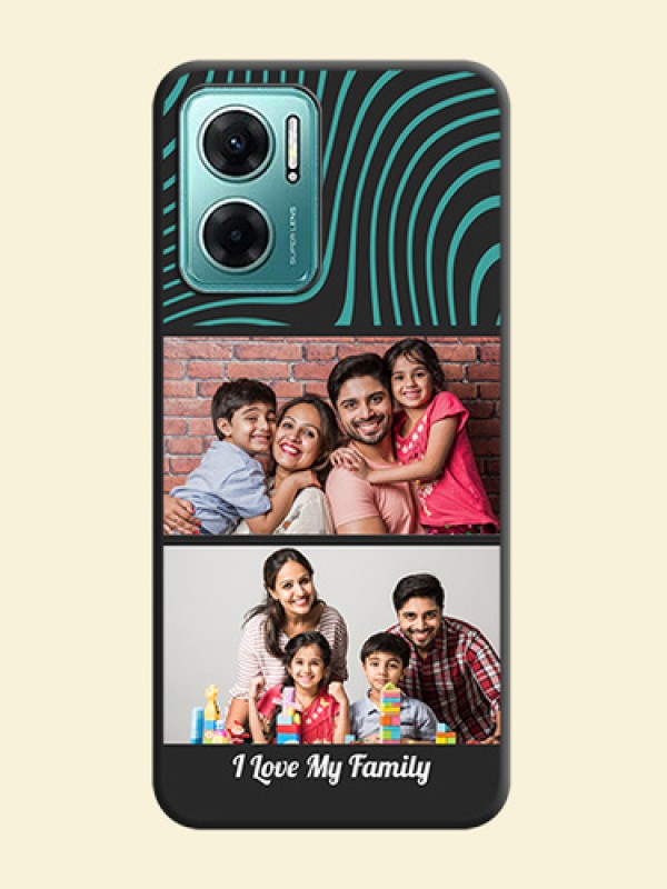Wave Pattern with 2 Image Holder on Space Black Personalized Soft Matte Phone Covers - Xiaomi Redmi 11 Prime 5G