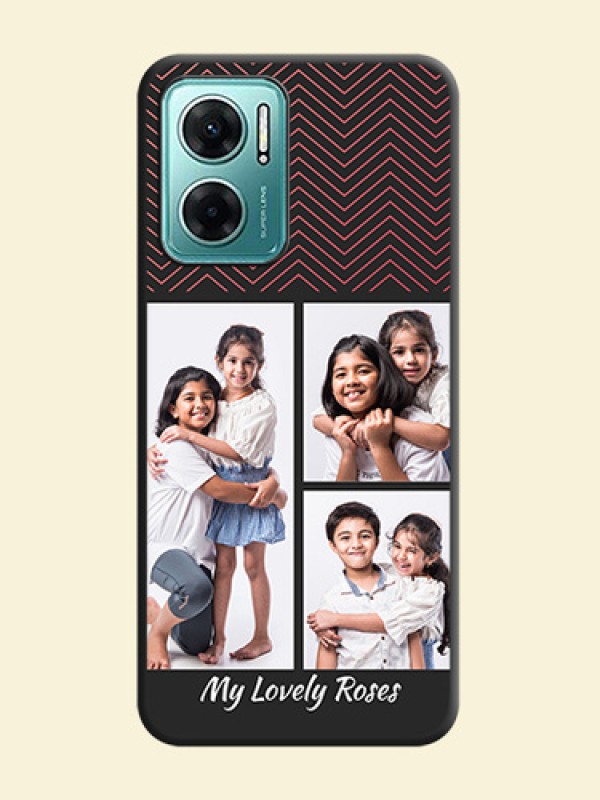 Wave Pattern with 3 Image Holder on Space Black Custom Soft Matte Back Cover - Xiaomi Redmi 11 Prime 5G