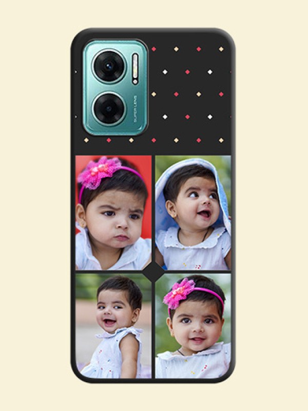 Multicolor Dotted Pattern with 4 Image Holder on Space Black Custom Soft Matte Phone Cases - Xiaomi Redmi 11 Prime 5G
