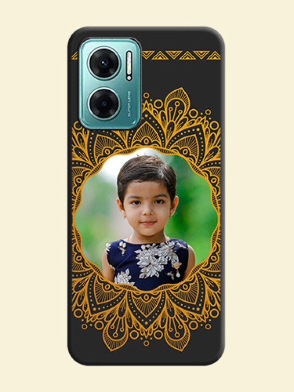 Round Image with Floral Design on Photo on Space Black Soft Matte Mobile Cover - Xiaomi Redmi 11 Prime 5G