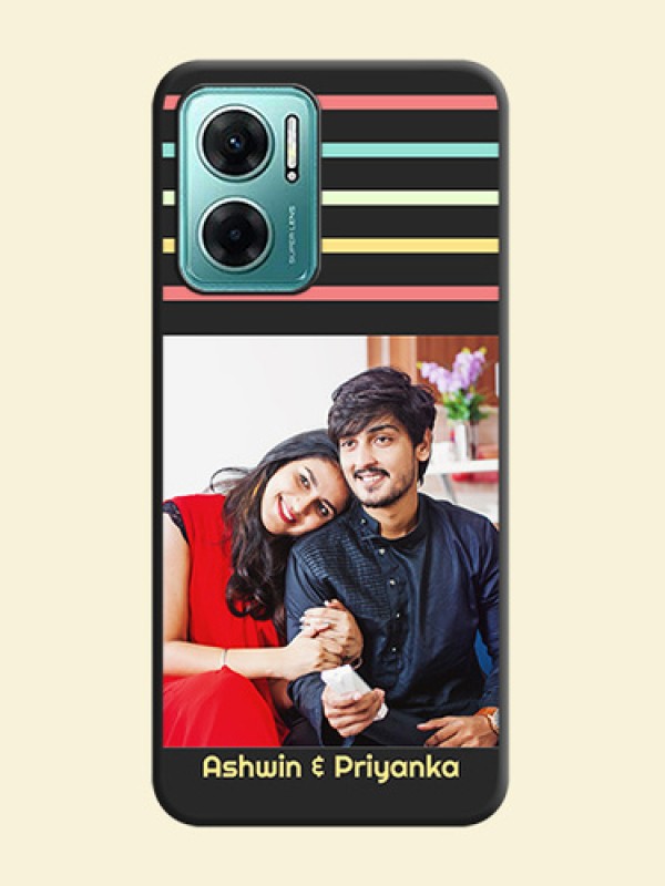 Color Stripes with Photo and Text on Photo on Space Black Soft Matte Mobile Case - Xiaomi Redmi 11 Prime 5G