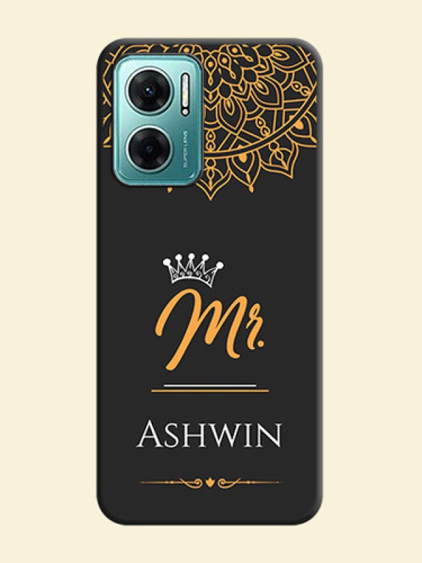 Mr Name with Floral Design  on Personalised Space Black Soft Matte Cases - Xiaomi Redmi 11 Prime 5G