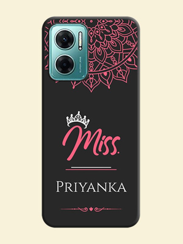 Mrs Name with Floral Design on Space Black Personalized Soft Matte Phone Covers - Xiaomi Redmi 11 Prime 5G