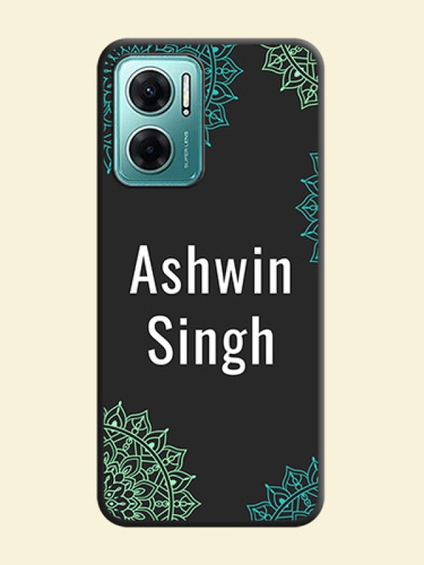 Your Name with Floral Design on Space Black Custom Soft Matte Back Cover - Xiaomi Redmi 11 Prime 5G