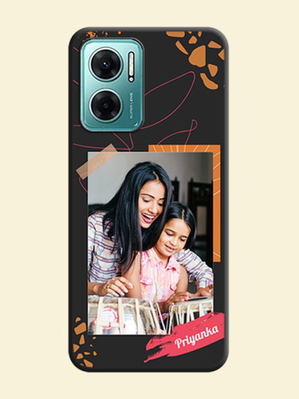 Orange Photo Frame on Space Black Custom Soft Matte Phone Back Cover - Xiaomi Redmi 11 Prime 5G