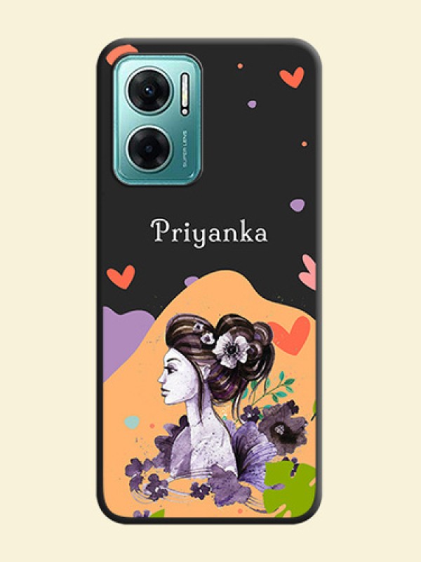 Namecase For Her With Fancy Lady Image On Space Black Personalized Soft Matte Phone Covers -Xiaomi Redmi 11 Prime 5G