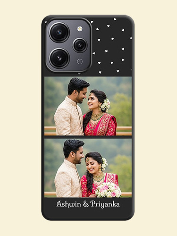 Miniature Love Symbols with Name on Space Black Custom Soft Matte Back Cover - Redmi 12 4G