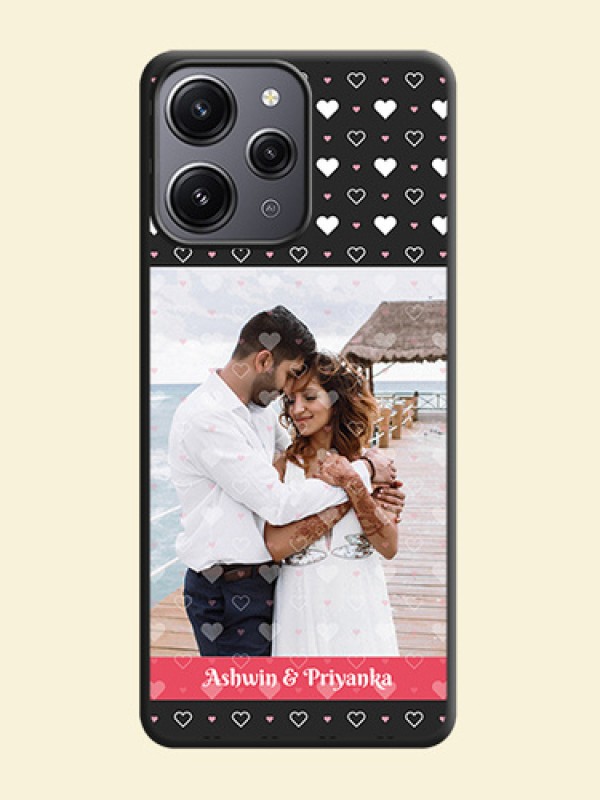 White Color Love Symbols with Text Design - Photo on Space Black Soft Matte Phone Cover - Redmi 12 4G
