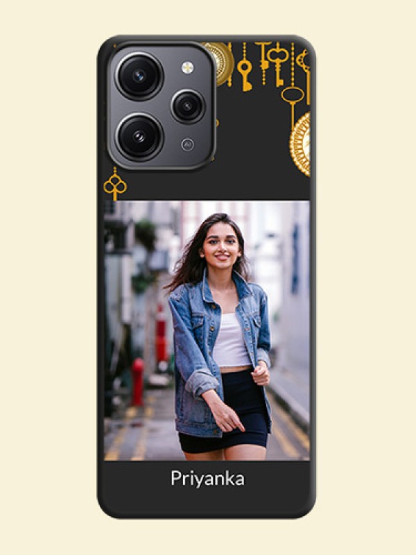 Decorative Design with Text on Space Black Custom Soft Matte Back Cover - Redmi 12 4G