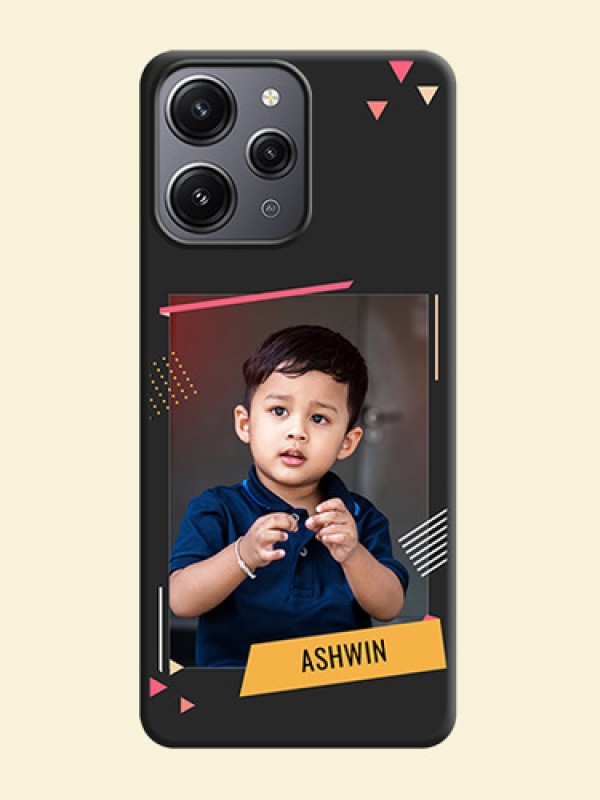 Photo Frame with Triangle Small Dots - Photo on Space Black Soft Matte Back Cover - Redmi 12 4G