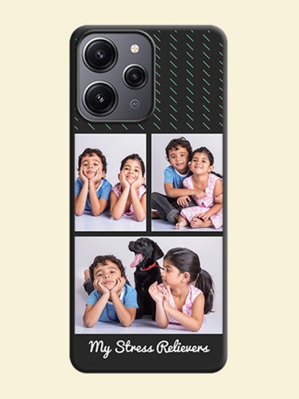 Cross Dotted Pattern with 2 Image Holder on Personalised Space Black Soft Matte Cases - Redmi 12 4G