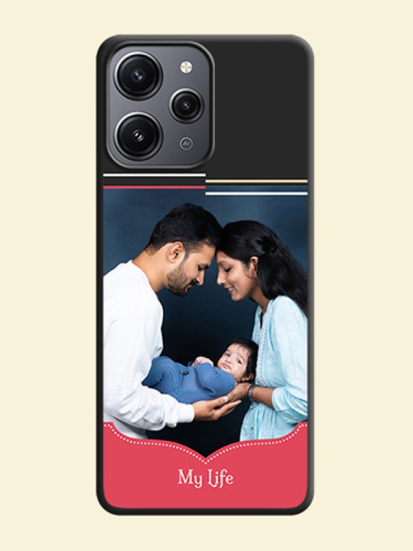 Classic Plain Design with Name - Photo on Space Black Soft Matte Phone Cover - Redmi 12 4G