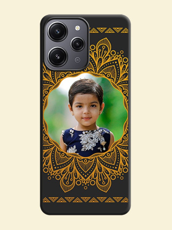 Round Image with Floral Design - Photo on Space Black Soft Matte Mobile Cover - Redmi 12 4G