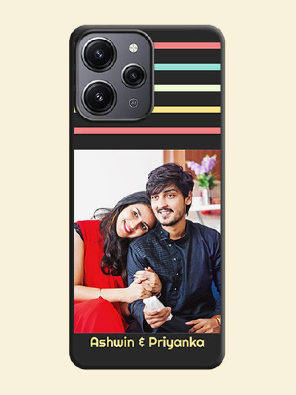 Color Stripes with Photo and Text - Photo on Space Black Soft Matte Mobile Case - Redmi 12 4G