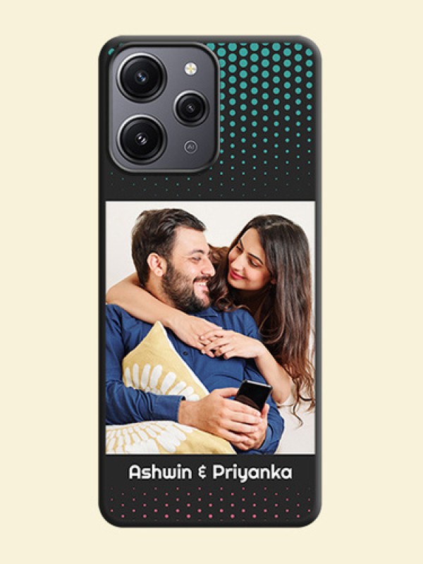 Faded Dots with Grunge Photo Frame and Text on Space Black Custom Soft Matte Phone Cases - Redmi 12 4G