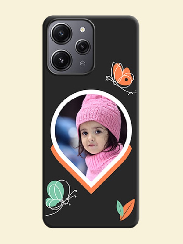 Upload Pic With Simple Butterly Design On Space Black Personalized Soft Matte Phone Covers - Redmi 12 4G