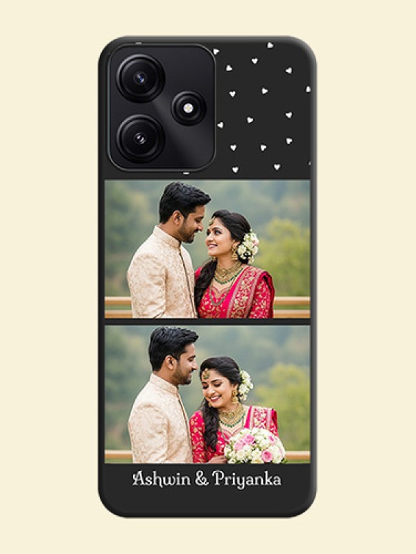 Miniature Love Symbols with Name on Space Black Custom Soft Matte Back Cover - Redmi 12 5G