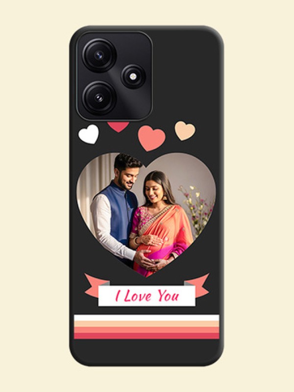Love Shaped Photo with Colorful Stripes on Personalised Space Black Soft Matte Cases - Redmi 12 5G