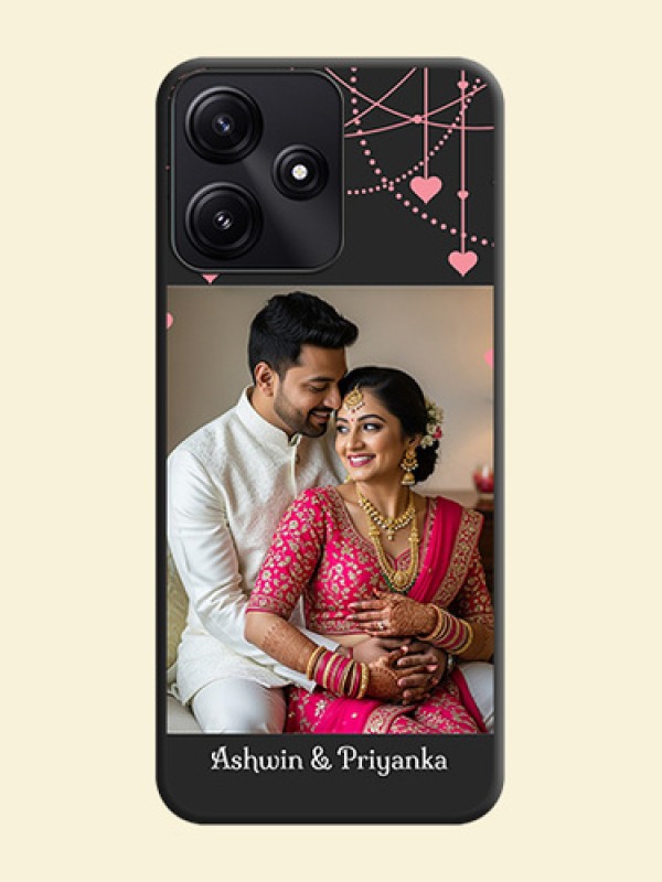 Pink Love Hangings with Text on Space Black Custom Soft Matte Back Cover - Redmi 12 5G