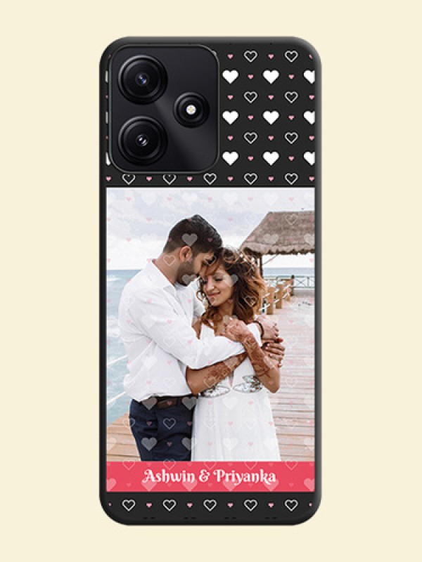 White Color Love Symbols with Text Design - Photo on Space Black Soft Matte Phone Cover - Redmi 12 5G