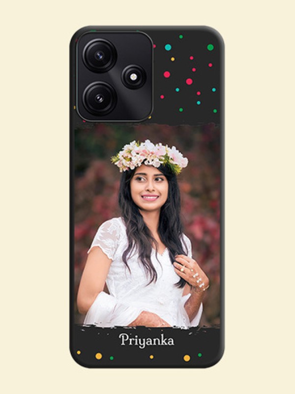 Multicolor Dotted Pattern with Text on Space Black Custom Soft Matte Phone Back Cover - Redmi 12 5G