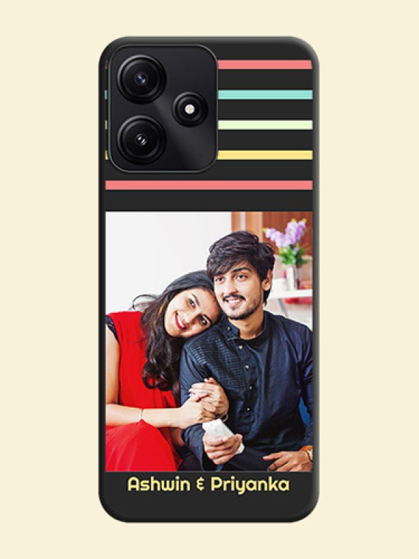 Color Stripes with Photo and Text - Photo on Space Black Soft Matte Mobile Case - Redmi 12 5G