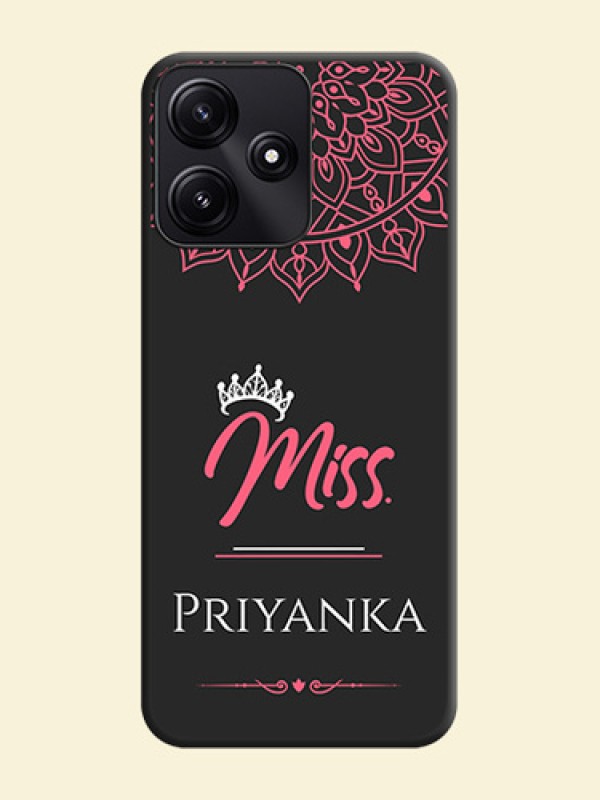 Mrs Name with Floral Design on Space Black Personalized Soft Matte Phone Covers - Redmi 12 5G