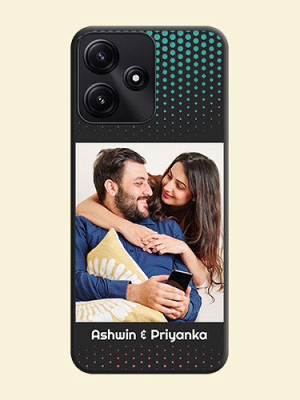 Faded Dots with Grunge Photo Frame and Text on Space Black Custom Soft Matte Phone Cases - Redmi 12 5G