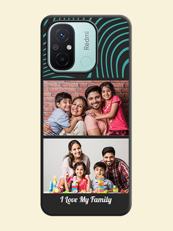 Wave Pattern with 2 Image Holder on Space Black Personalized Soft Matte Phone Covers - Redmi 12c