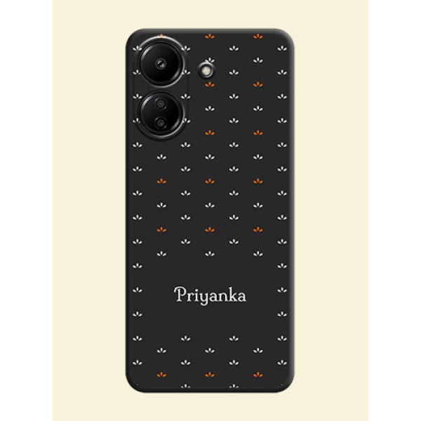 Simple Pattern With Custom Text On Space Black Custom Soft Matte Mobile Back Cover - Redmi 13C 4G