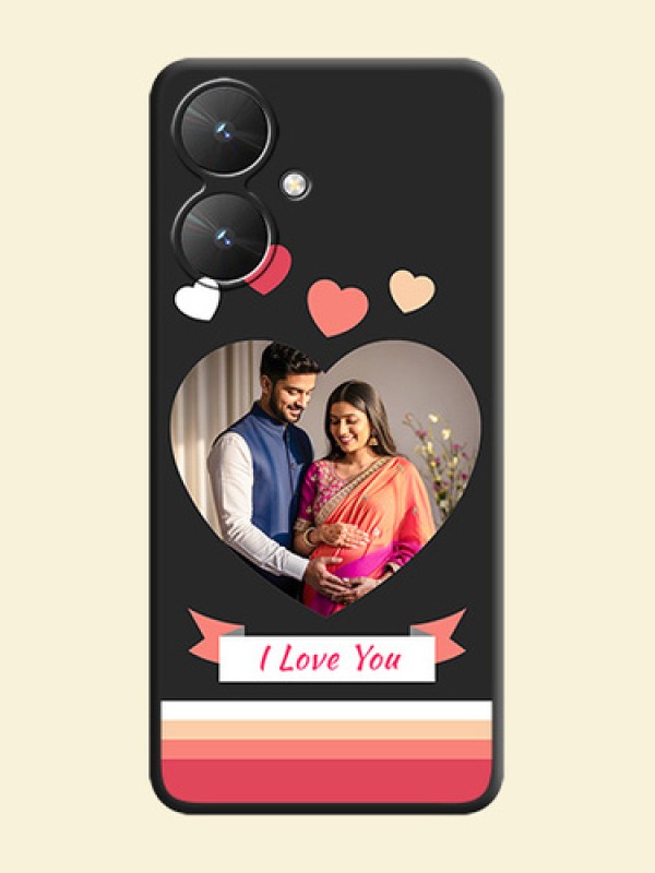 Love Shaped Photo with Colorful Stripes On Space Black Custom Soft Matte Mobile Back Cover - Redmi 13C 5G